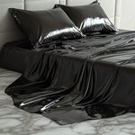 draps plats épaissis pièces noir brillant moderne oreillers taies d'oreiller ensemble chambre coucher nylon