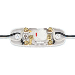 interrupteur bouton pression blanc noir moderne boutons pattes dorées câbles basse tension led