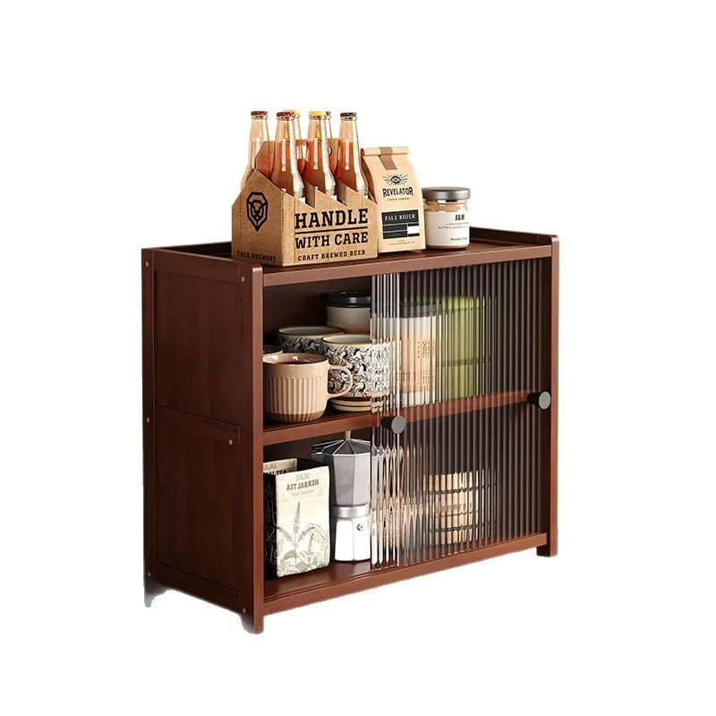meuble rangement bois marron verres bouteilles thé tasses sucre confiture moderne 50cm 20cm 39cm
