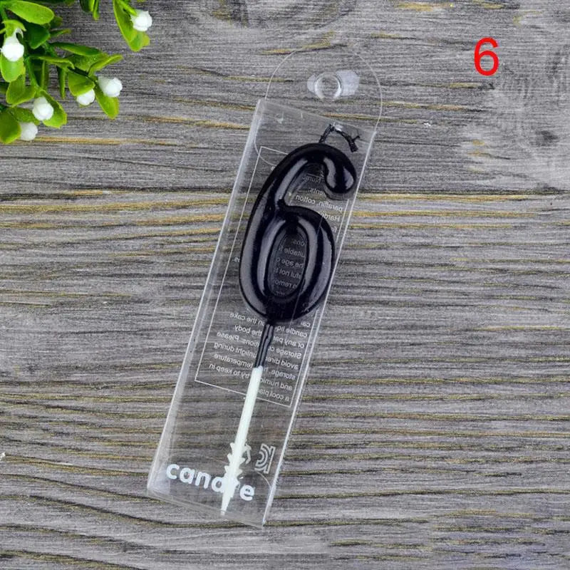 bougies numériques anniversaire noires décoration gâteau moderne adhésif