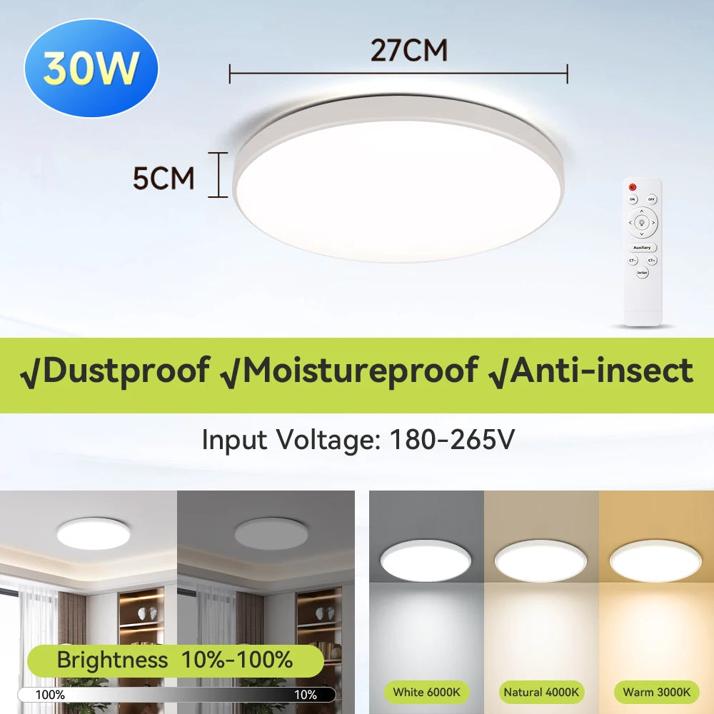lampe led blanc moderne plaque montage inclusion télécommande trois couleurs changeantes