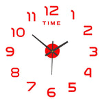 horloge murale stickers chiffres relief effet miroir moderne couleur vert doré rouge argenté noir