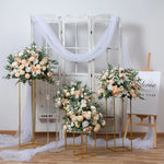 support fleurs artificielles moderne bouquet doré élégant décoration mariage tablecoration métal or rouge blanc