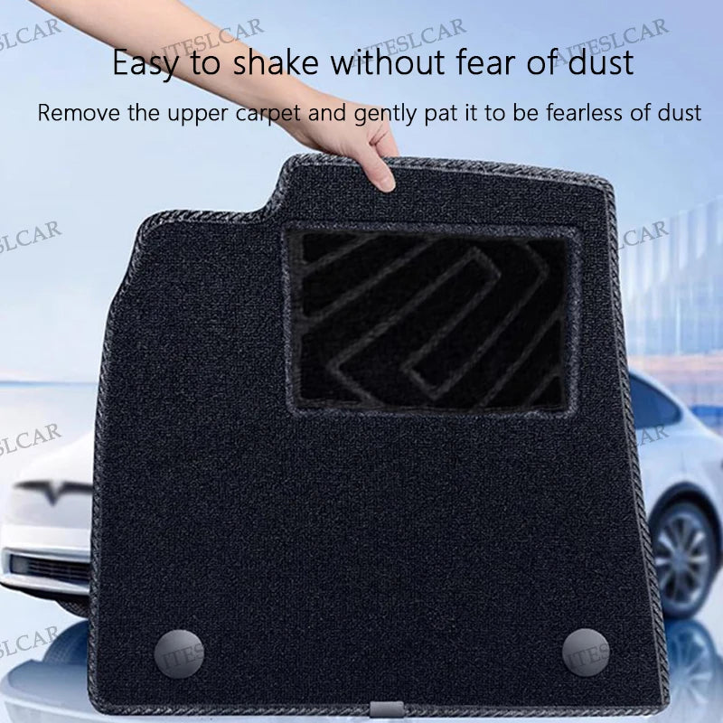 tapis sol voiture noir texture tissée motifs géométriques moderne clips fixation imperméable antidérapant