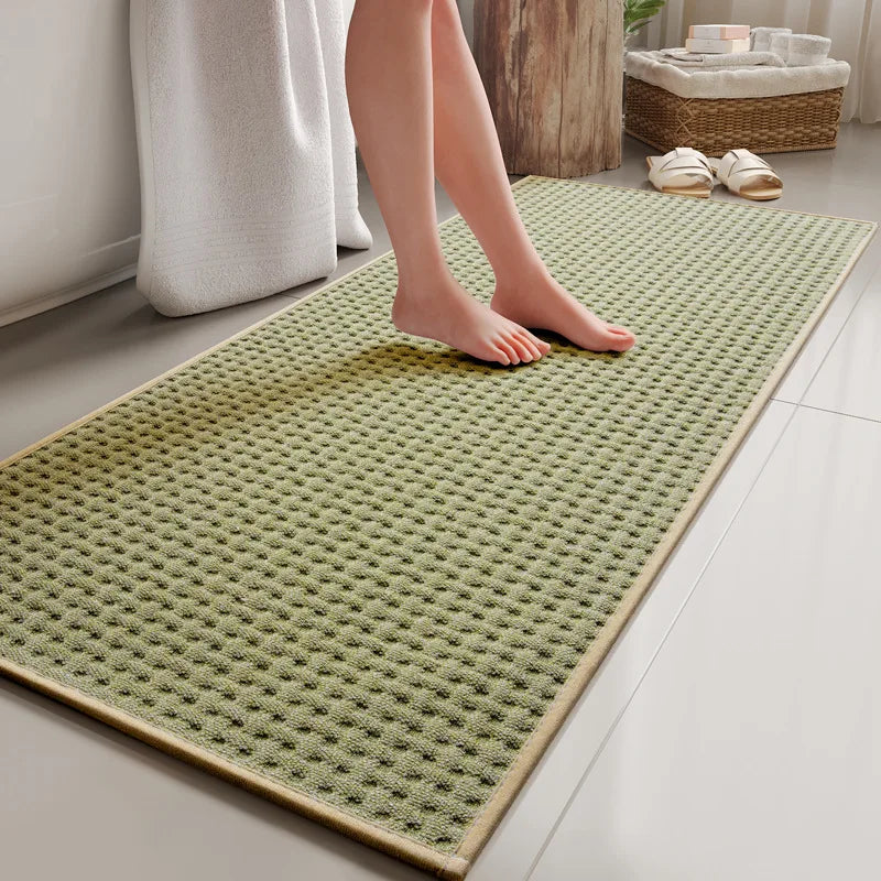 tapis salle bain microfibre beige gris moderne antidérapant absorbant rapide séchage texture géométrique