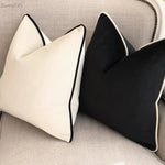 housse coussin velours noir blanc moderne élégant décoration intérieur canapé sofa carré polyester coton