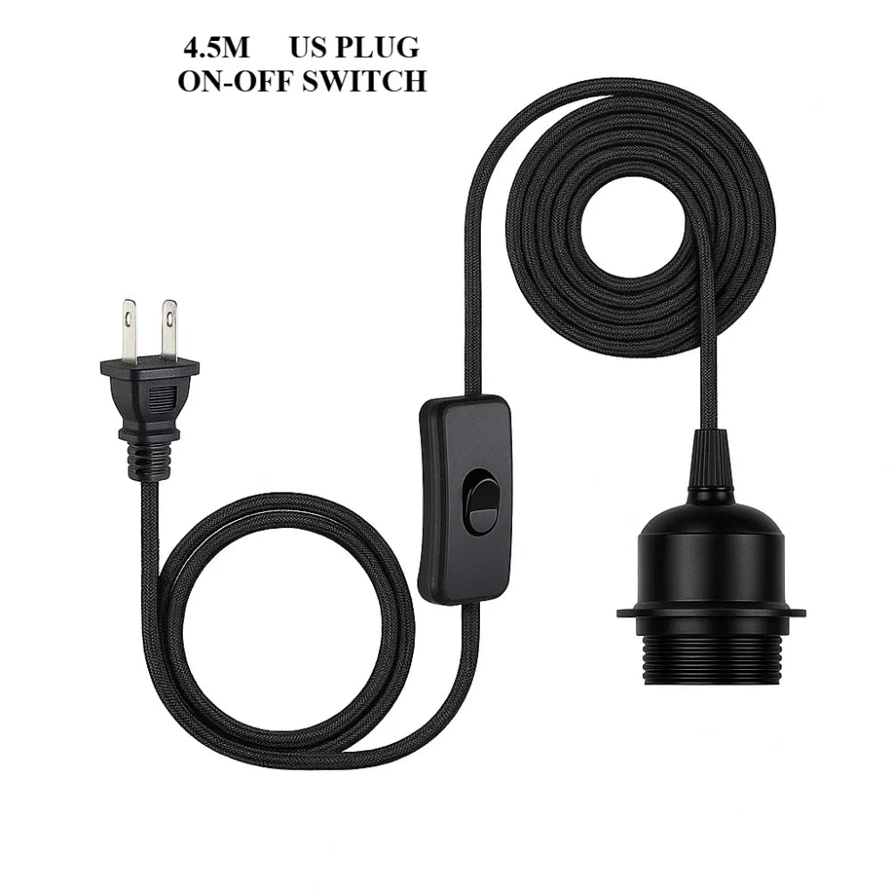 ampoule led e27 interrupteur rotatif câble noir prise eu 4.5m industriel ajustable