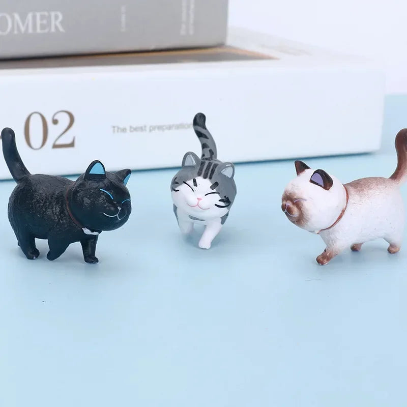 figurines chats cartoon mignon colliers gris noir blanc orange bébé animaux