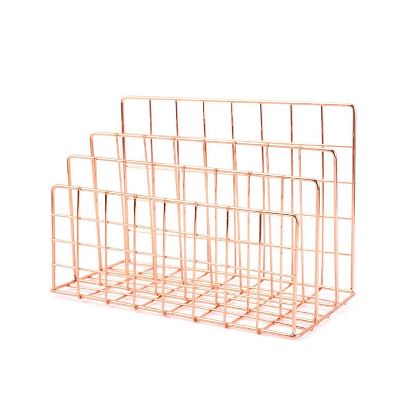 porte revues métal argenté rose gold moderne minimaliste grille mailles regulieres