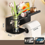 support papier toilette mural noir moderne fixations pot parfum plante smartphone
