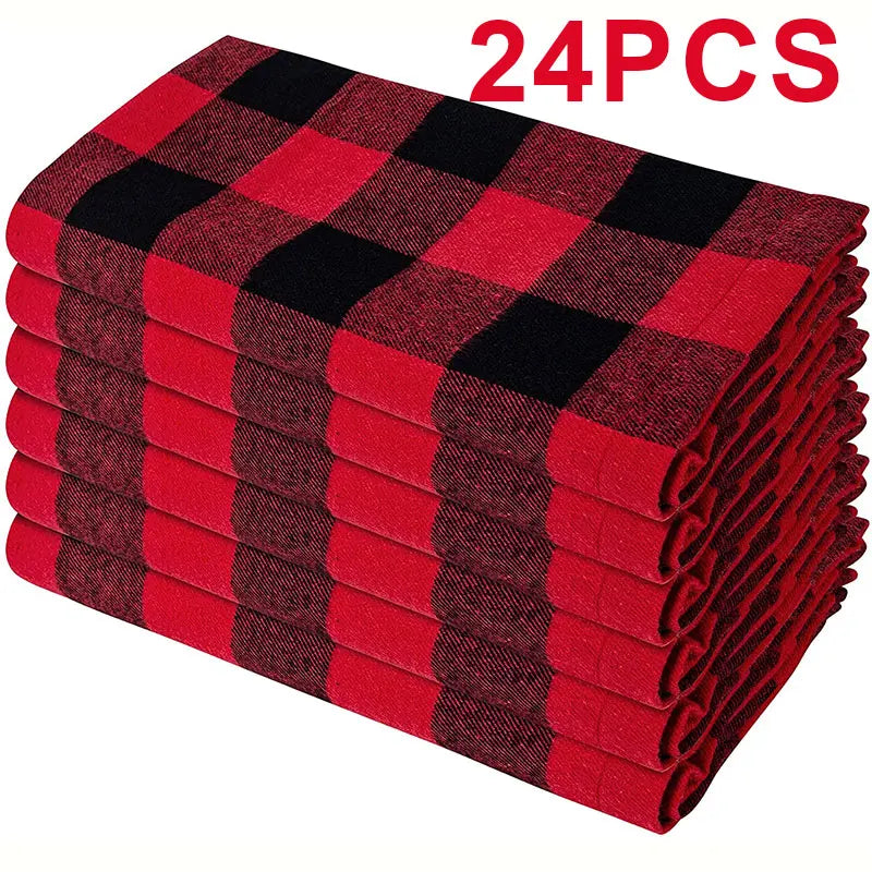 serviettes table orange blanches carreaux classiques pack 12 24 cm45cm