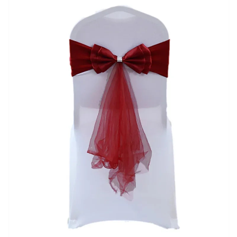 décoration chaise mariage sash papillon tulle organza couleur variée événementiel festive reception simple
