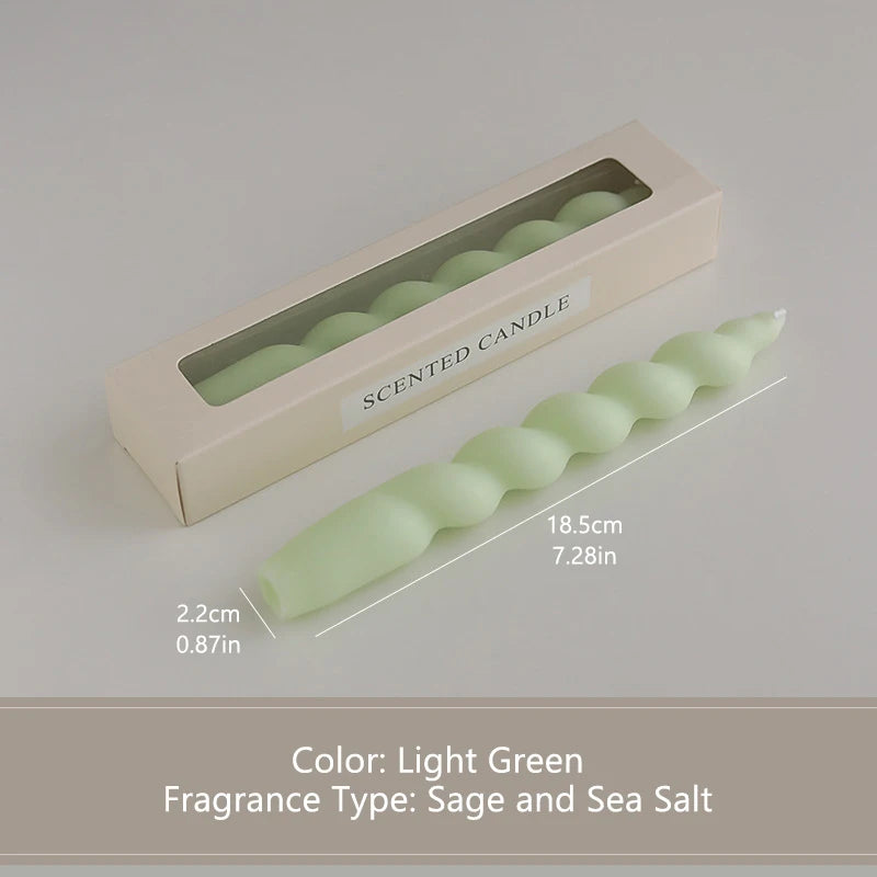 bougies parfumées vert pastel jaune rose blanches twistées moderne support nœud anniversaire décoration maison