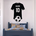 sticker mural sportif maillot football ballon nom numéro noir bleu vert gris adhésif chambre