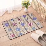 tapis absorbant antidérapant animaux violet bleu noir motif patte chien woof os floral