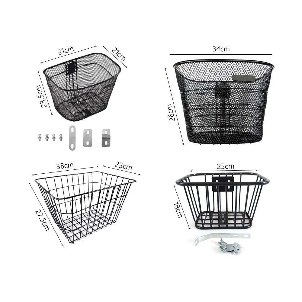 panier vélo noir maille métallique clips fixation moderne durable réglable arrière facile