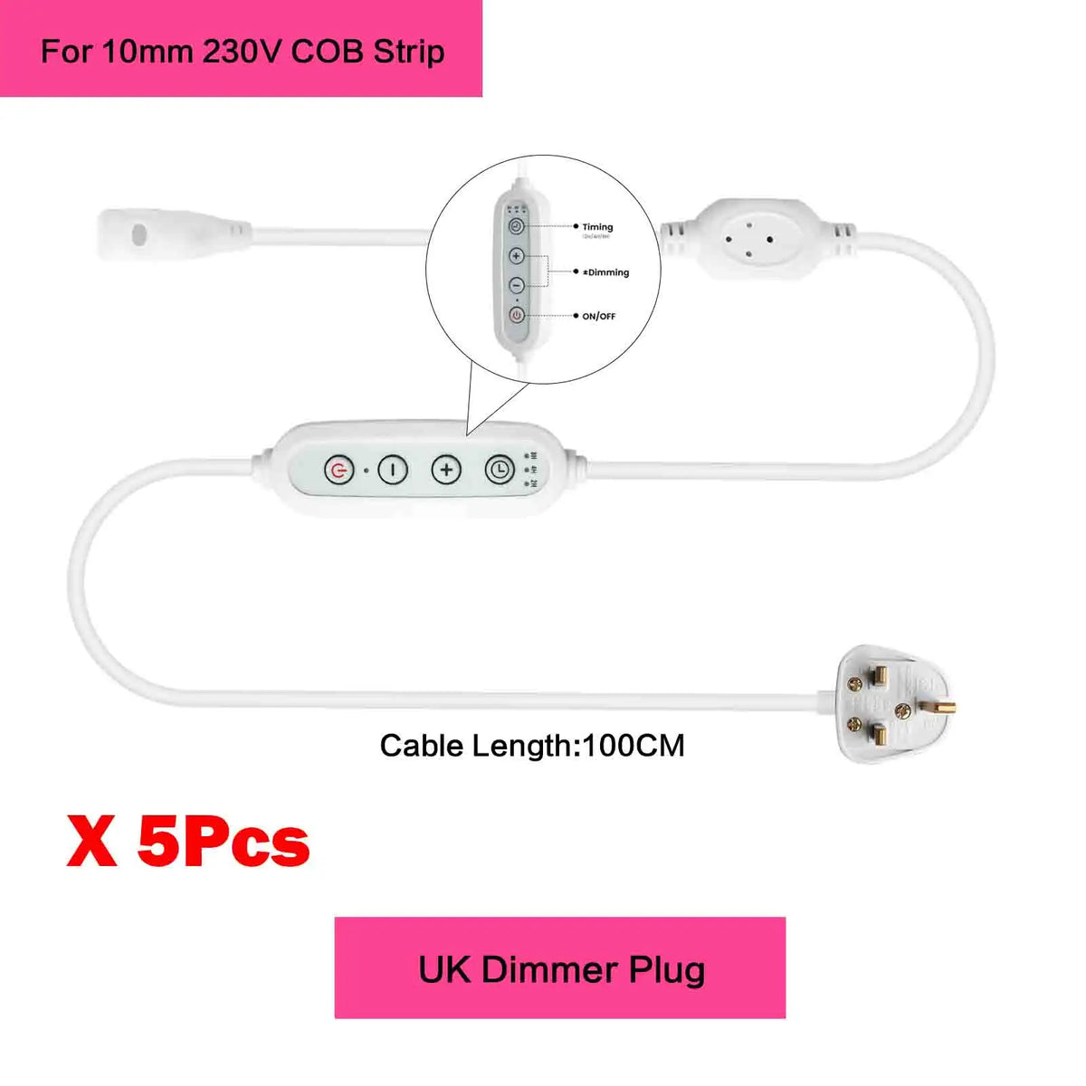 adaptateur led commutateur atténuation blanc moderne câble puissance 100cm prises eu uk us
