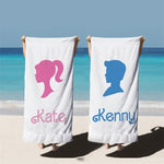 serviette plage personnalisée grande grande nom rayures horizontales coton absorbant natation