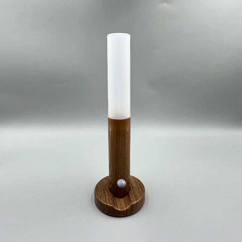 lampe mur marron bois moderne blanc métal induction mouvement led chambre couloir