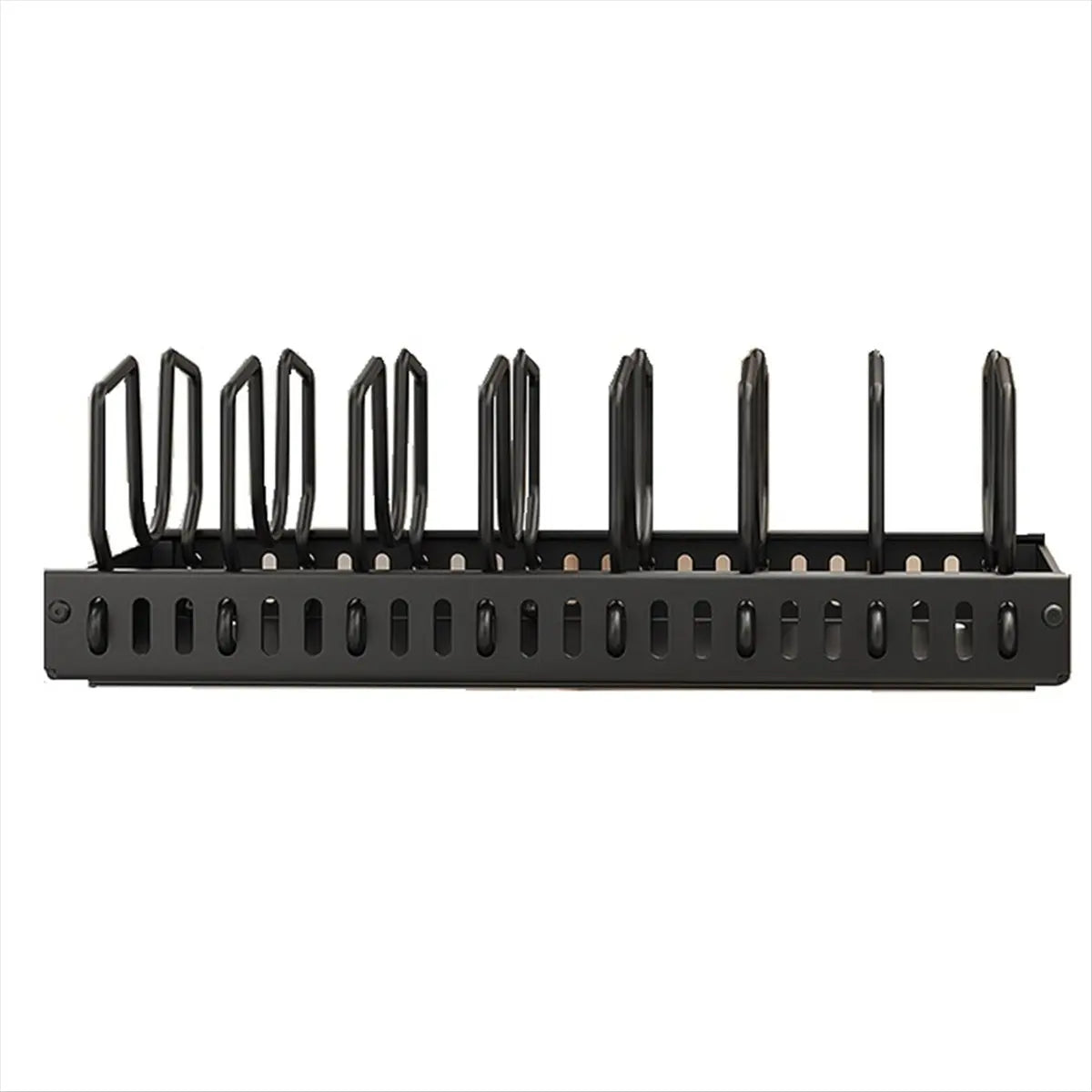 support cuisine noir rangement coulissant casseroles poêles moderne élégant robuste durable pratique
