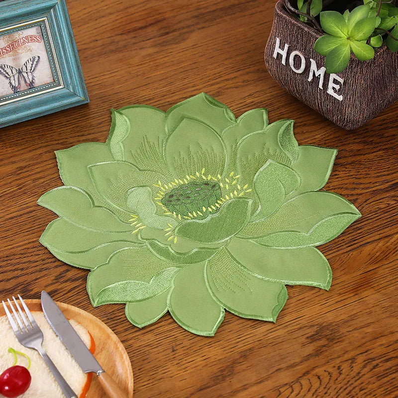 serviettes table orange rose vert rouge moderne fleuries coton polyester variante blanc