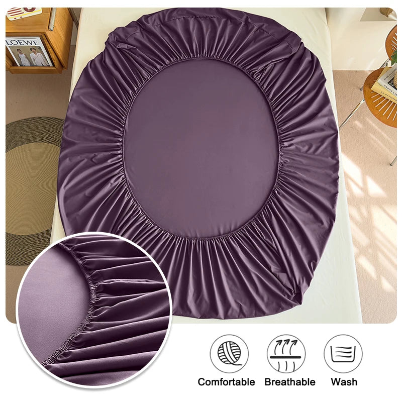 housse lit extensible élastique polyester violet bleu marine gris moderne minimaliste taie oreiller