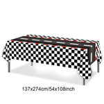 nappe table course auto carreaux noir blanc rouge fête anniversaire enfants opalescente imitation route