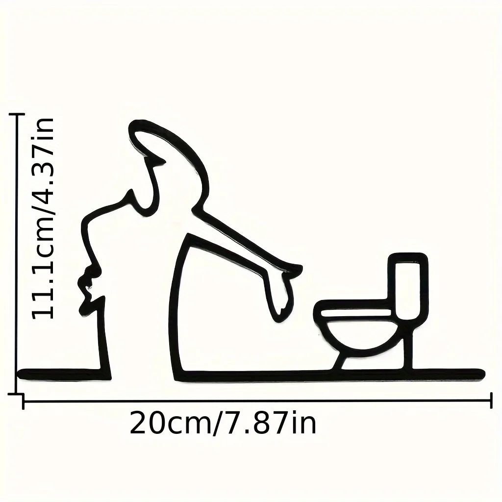 décoration murale moderne wc humoristique panneau métal noir minimaliste texte 3d facile salle bains