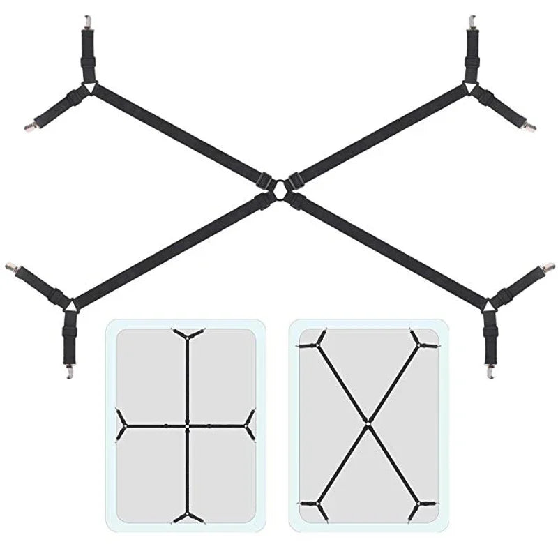bretelles lit clips support drap noir gris fixations métal triangles ajustables adultes