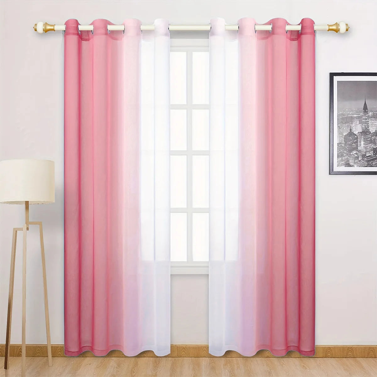 rideau moderne gris blanc semi transparent anneaux polyester coton deux panneaux chambre salon