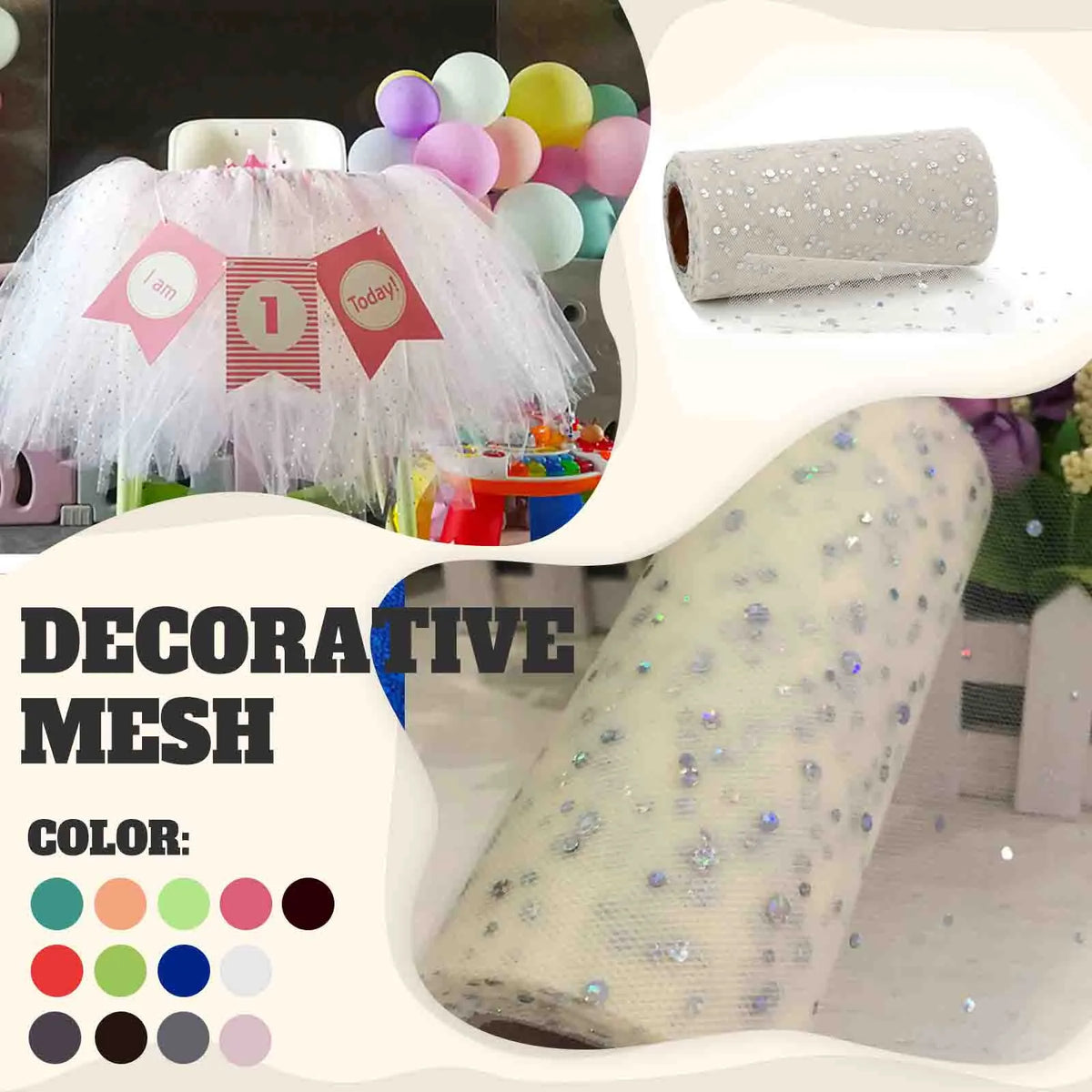 filet décoratif paillettes dorées rose vert rouge bleu gris clair texturé polyester largeur 15cm