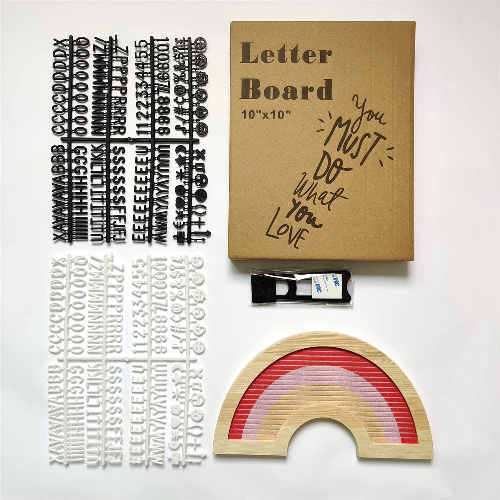 lettres bois arc ciel lettreboard moderne décoration festive planche messages messages colorés boîte rangement