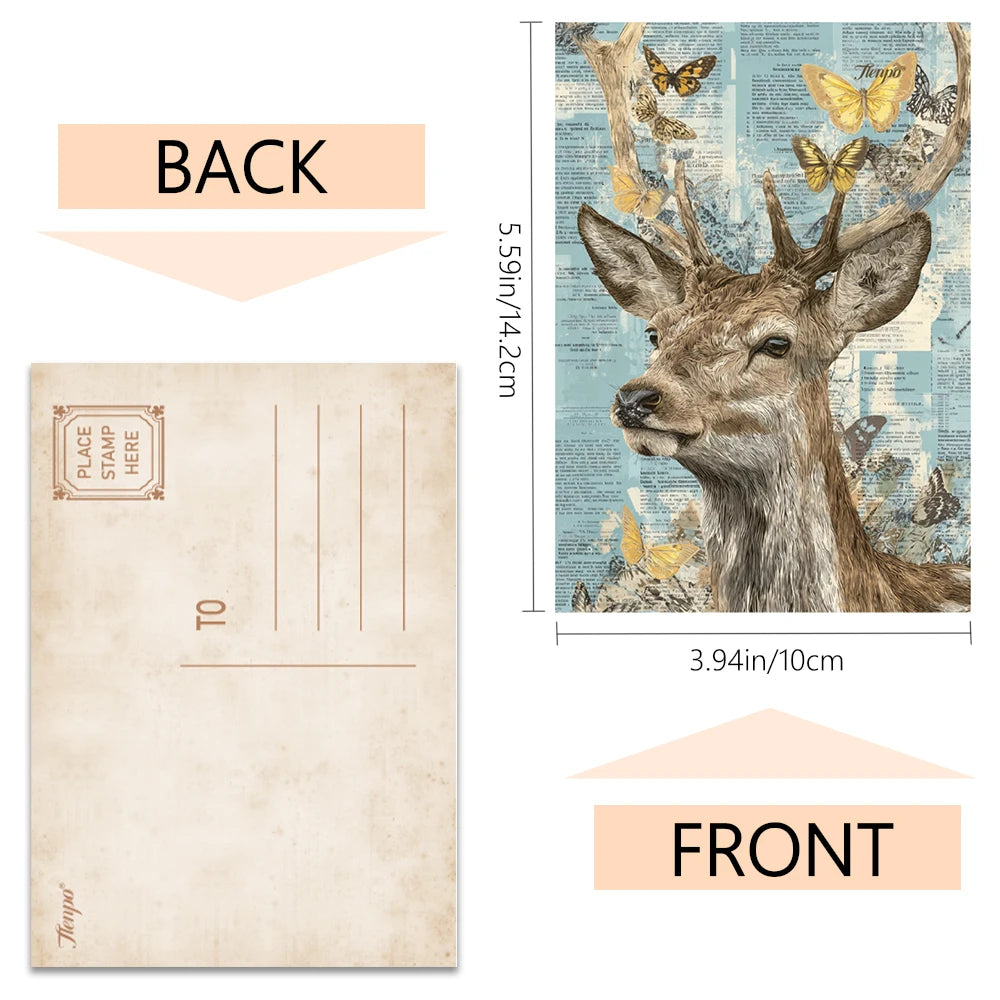 cartes postales vintage collage artistique animaux fleurs paysages urbains enveloppe inclusion