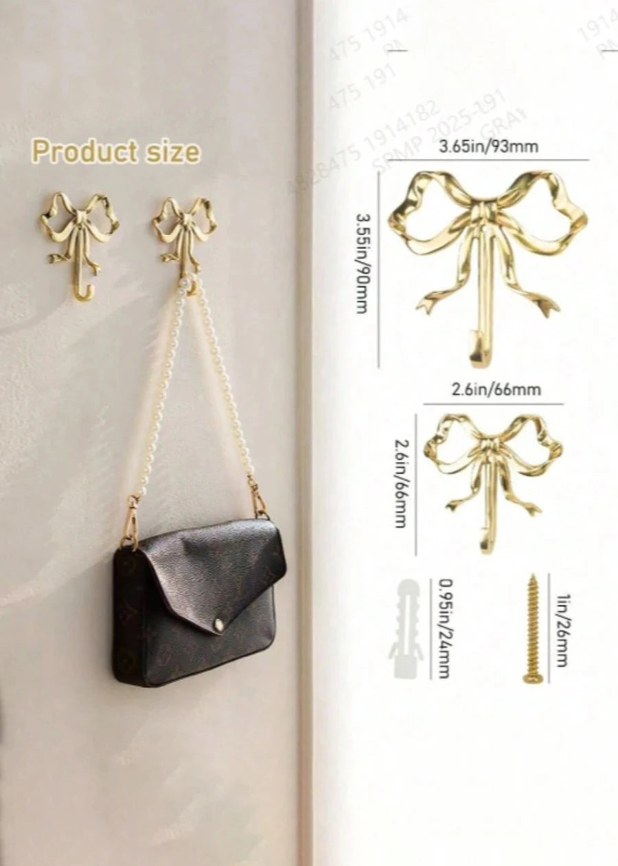 porte sacs décoratif or ruban noeud argent bronze opacité vintage