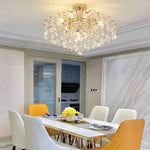 plafonnier moderne luxueux cristal pendans or led salon décoration lustreintérieur chambre château