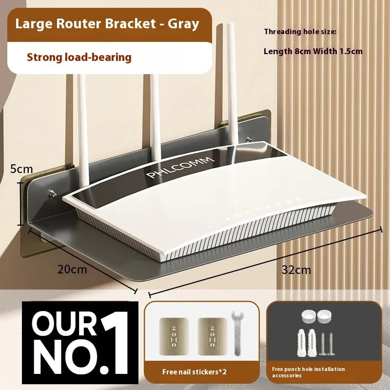 support mural blanc acier inoxydable vis fixations modernes rangement électroniqueatedRouteur décodeuroutil