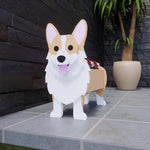 cache pot chien forme cartoon blanc beige marron noir rose vert détails visage plante