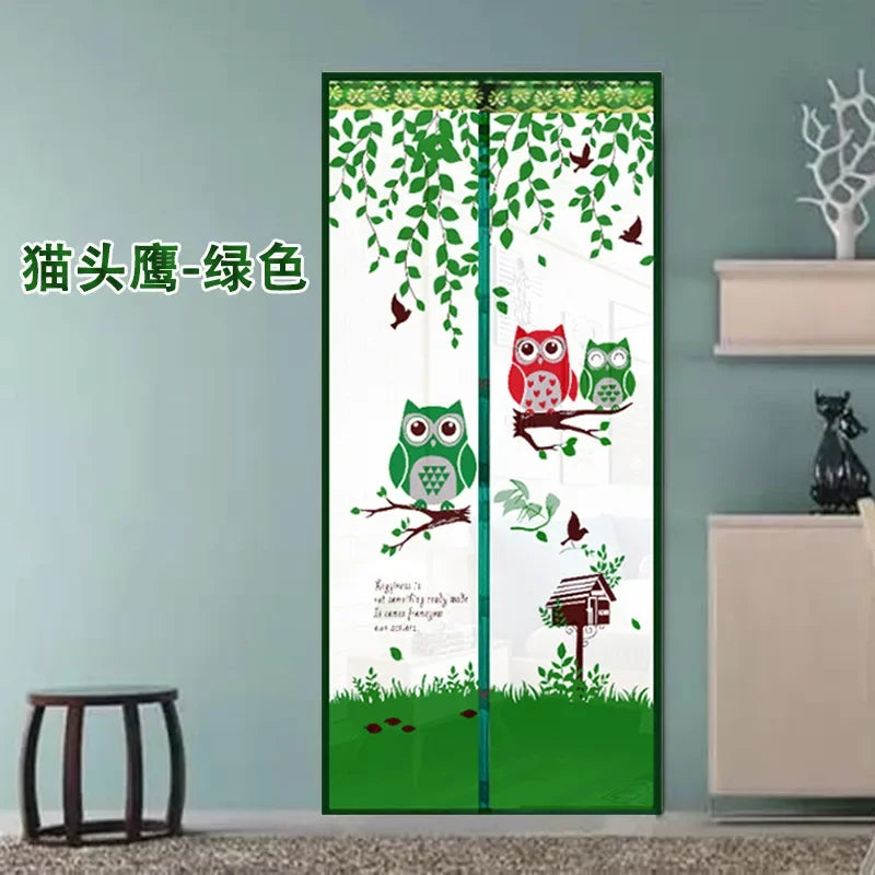 rideau moustiquaire porte violet fleurs papillons moderne translucide adhésif clips branches