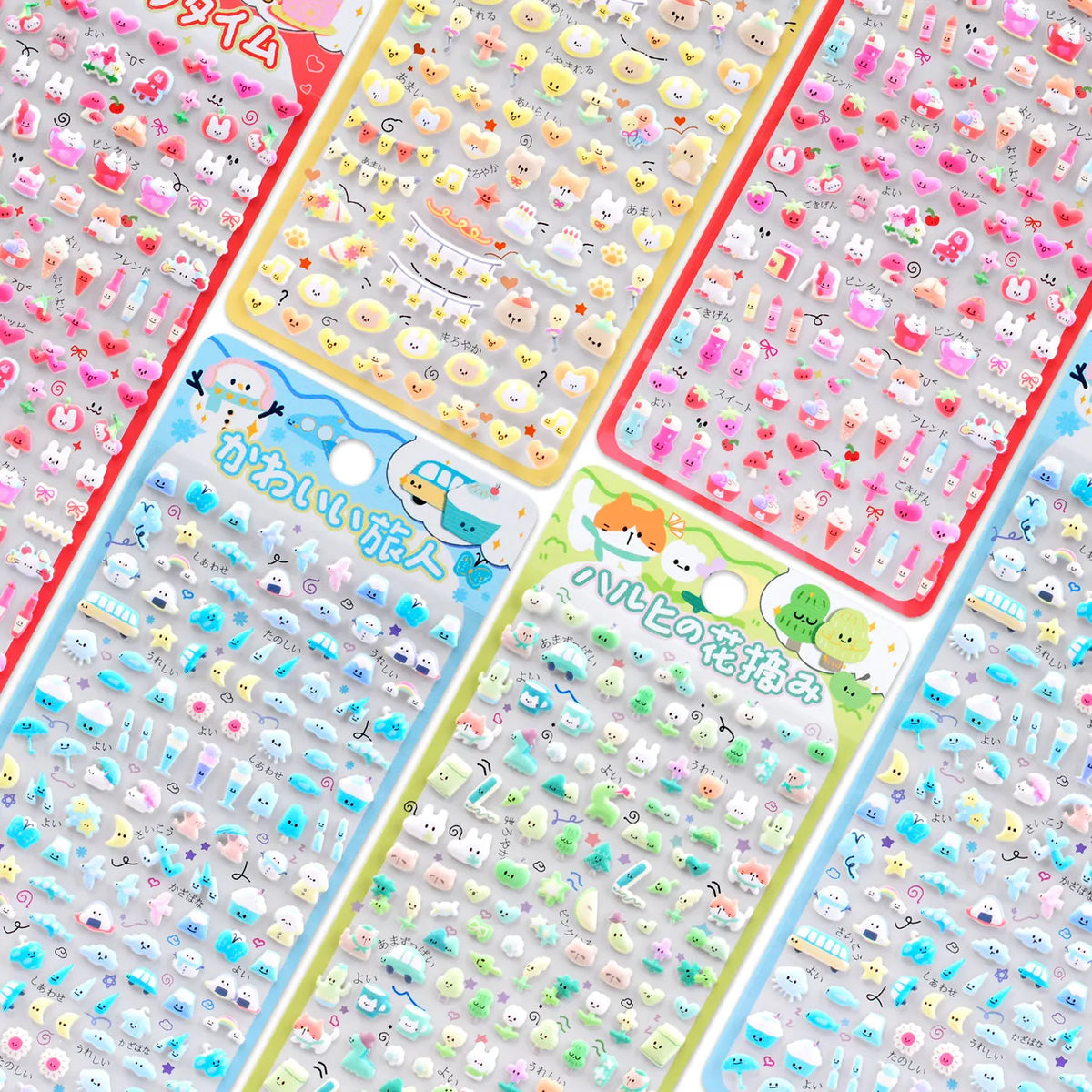 sticker kawaii adhésif transparent animaux motifs colorés mignons expression faciale scrapbooking bricolage pièces