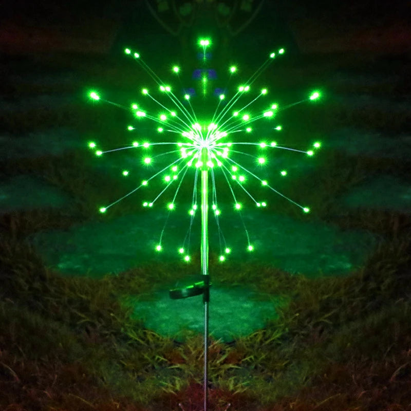 lumière solaire feu d'artifice led bleu blanc rouge vert moderne decoration jardinextérieur