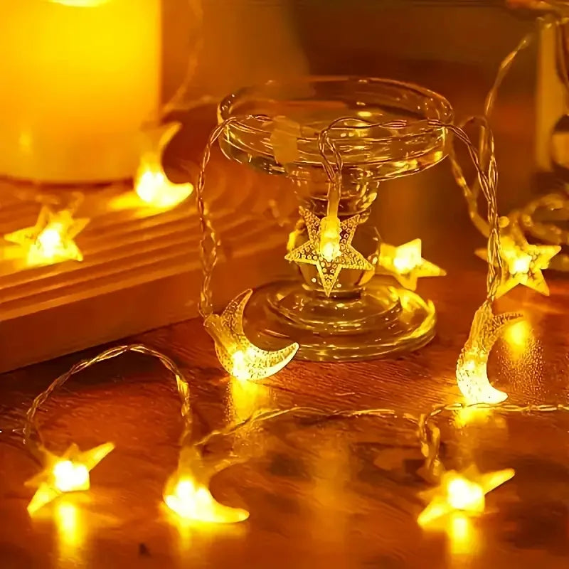 guirlande lumineuse étoiles lunes multicolore décoration chambre ambiancé féerique autoéclairée led