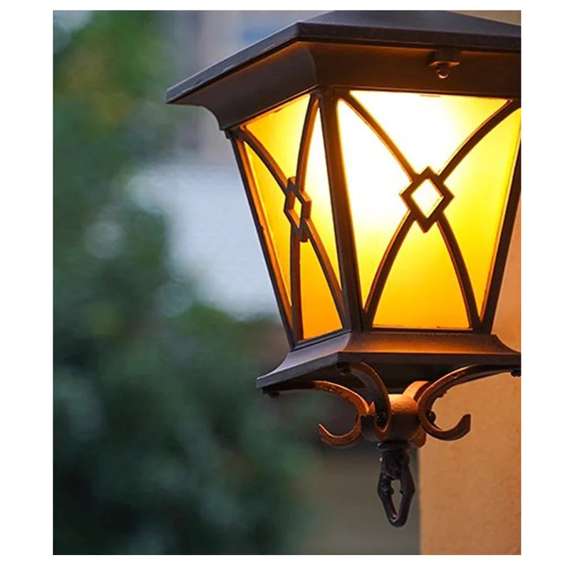 lampe murale classique vintage marron foncé jaune doré motifs géométriques ip55 résistante l'eau aluminium