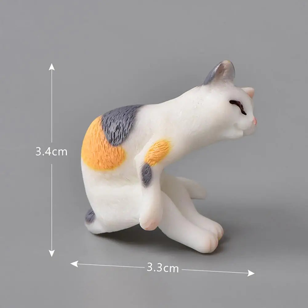 statuettes chats résine animaux compagnie réaliste détaillées blanc gris noir orange bleu yeux colorés