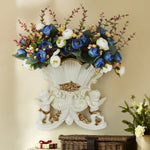 vase mural résine blanc doré anges motifs floraux baroque opaques fixations