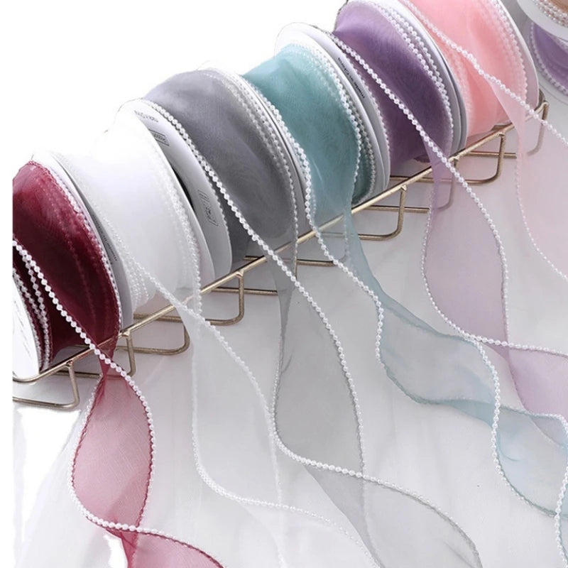 rubans décoratifs organza bleu clair rose violet vert blanc rubans pliés nœuds mariage fiançailles