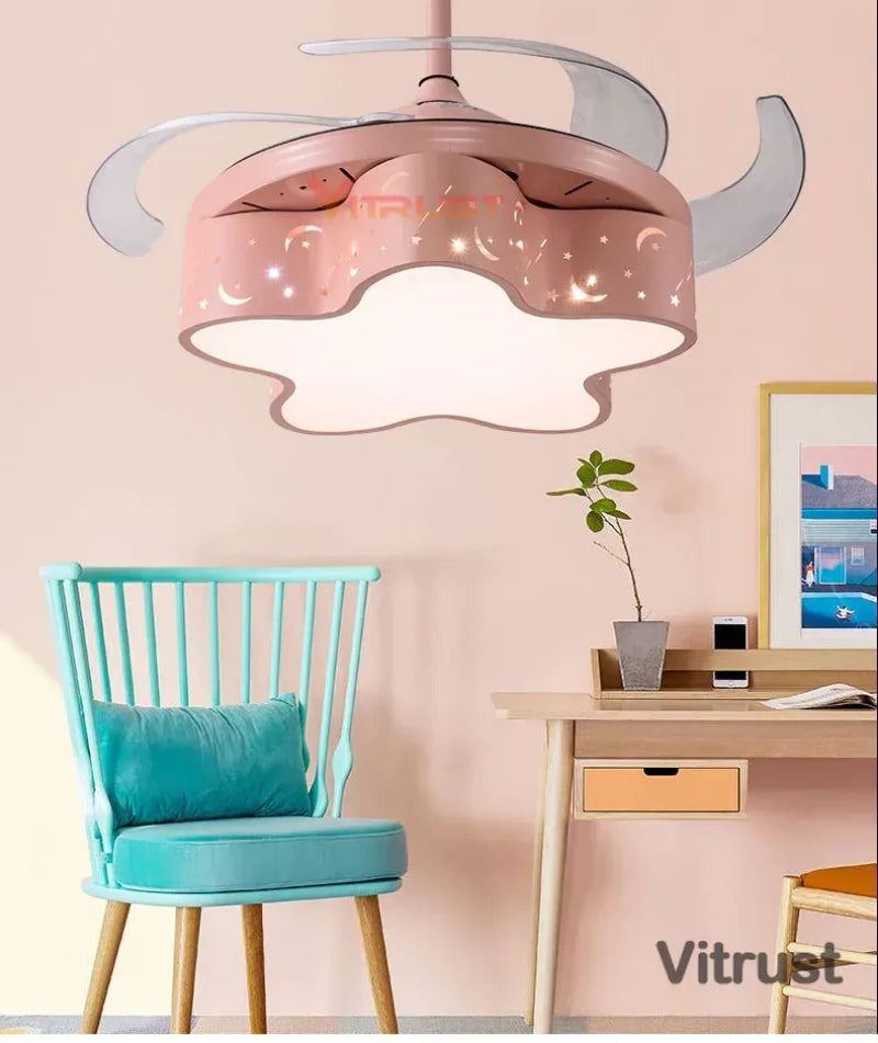 ventilateur moderne led télécommande 36 42 pouces rose bleu vert blanc