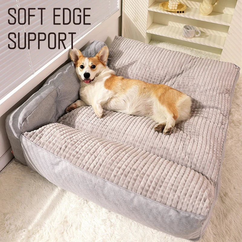 lit chien gris carreaux confortable coussin intégré taille moyenne grande polyester chauffage