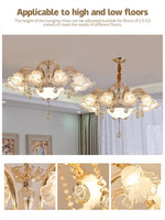 lustre doré cristal fleurs classique baroque salon encastrée led 2000lm 82000lm