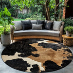 tapis rond moderne pois noir blanc marron clair polypropylène polyester 80x80cm