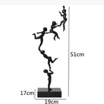 sculpture moderne figurines humaines empilées noir lisse décoration intérieure 51cm hauteur 14+ années